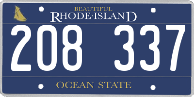 RI license plate 208337