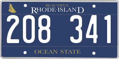 RI license plate 208341