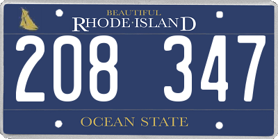 RI license plate 208347