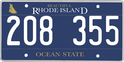 RI license plate 208355