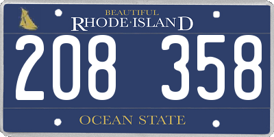 RI license plate 208358