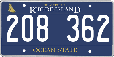 RI license plate 208362
