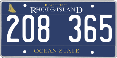 RI license plate 208365