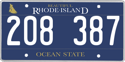 RI license plate 208387