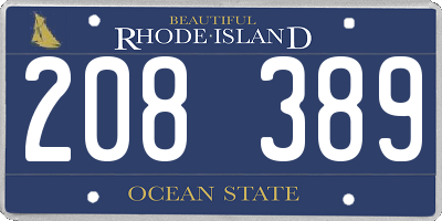 RI license plate 208389