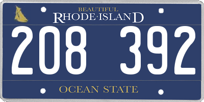 RI license plate 208392