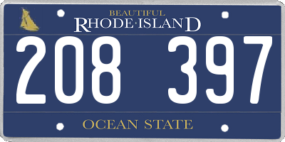RI license plate 208397