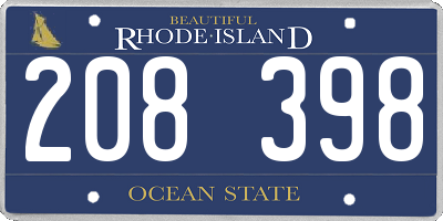 RI license plate 208398