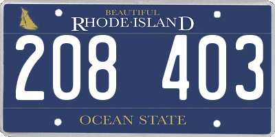 RI license plate 208403