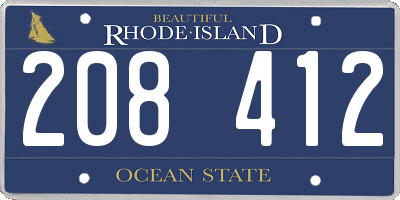 RI license plate 208412