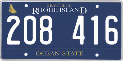 RI license plate 208416