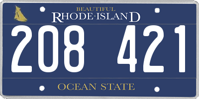 RI license plate 208421