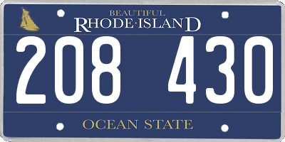 RI license plate 208430
