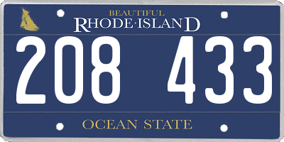 RI license plate 208433