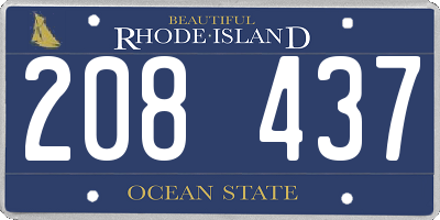 RI license plate 208437