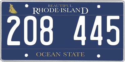 RI license plate 208445