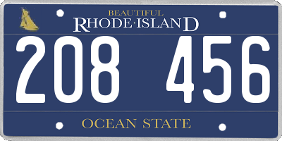 RI license plate 208456