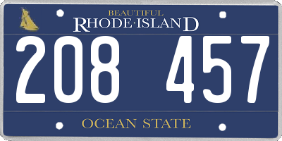 RI license plate 208457
