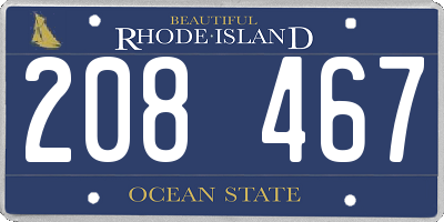 RI license plate 208467