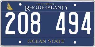 RI license plate 208494