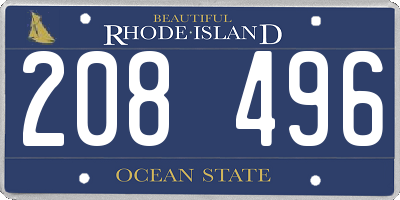 RI license plate 208496