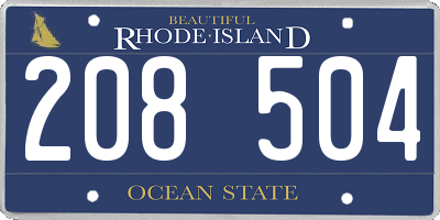 RI license plate 208504