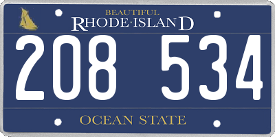 RI license plate 208534