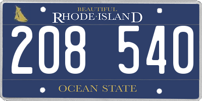RI license plate 208540