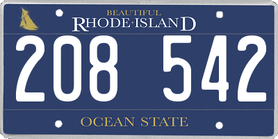 RI license plate 208542