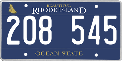 RI license plate 208545