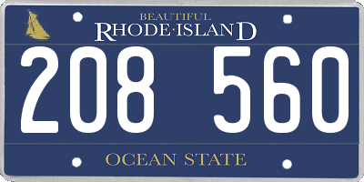 RI license plate 208560