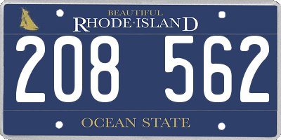 RI license plate 208562