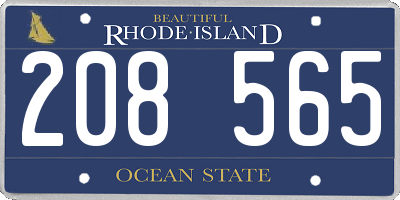 RI license plate 208565