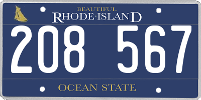 RI license plate 208567