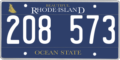 RI license plate 208573