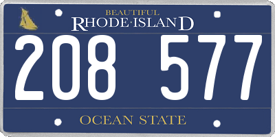 RI license plate 208577