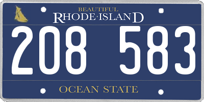 RI license plate 208583