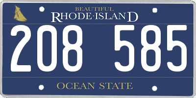 RI license plate 208585
