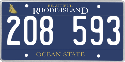 RI license plate 208593