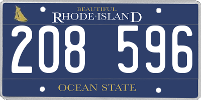 RI license plate 208596