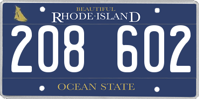 RI license plate 208602