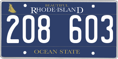 RI license plate 208603