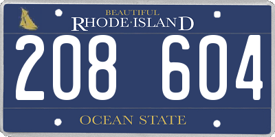 RI license plate 208604