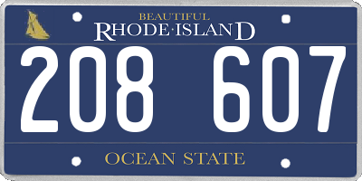 RI license plate 208607