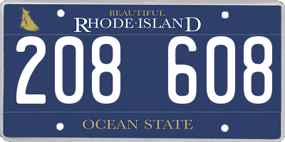 RI license plate 208608