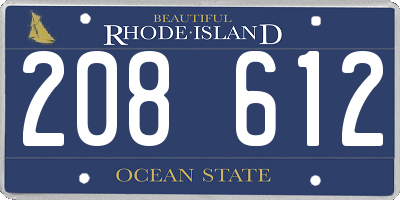 RI license plate 208612