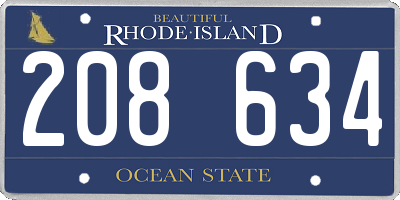RI license plate 208634