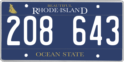 RI license plate 208643