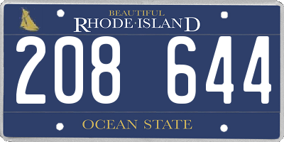 RI license plate 208644