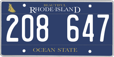 RI license plate 208647